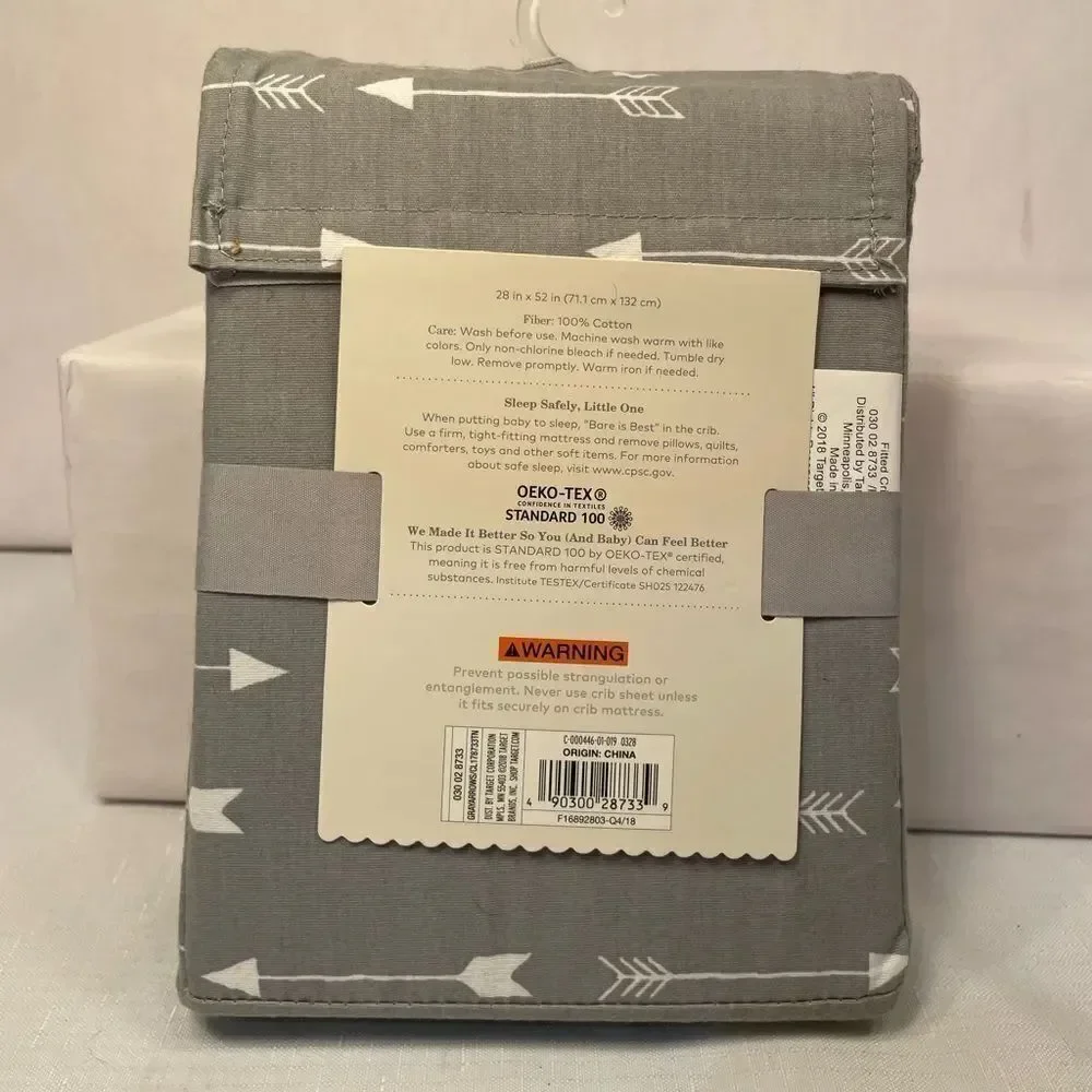 Cloud Island Gray Crib Fitted Sheet